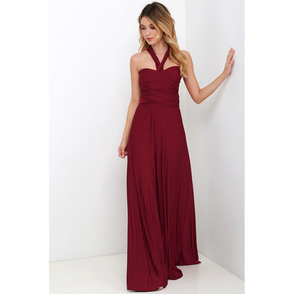 Lulus Always Stunning Convertible Burgundy Maxi Dress Red - Size Medium
